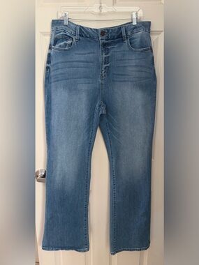 Arula Stretchy High Rise Baby Bootcut Jeans, Medium Blue, 14